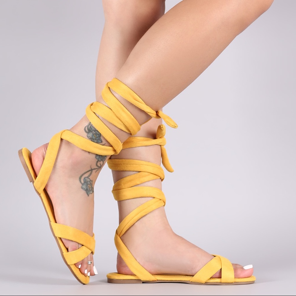 Mustard TIE UP FLATS ✨ - Picture 3 of 4